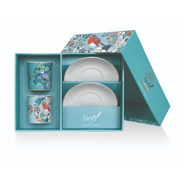 Birdy Robin and Blue Tit Espresso Set of 2