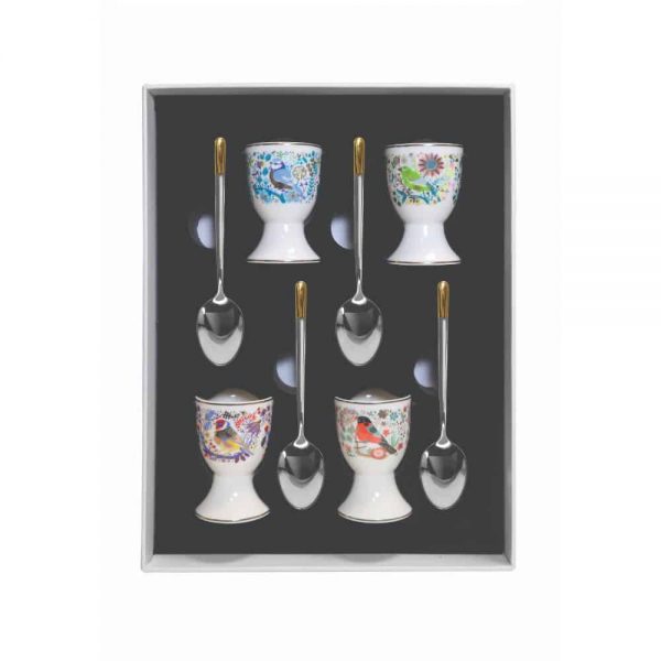 Tipperary Birdy Set of 4 Egg Cup and Spoon