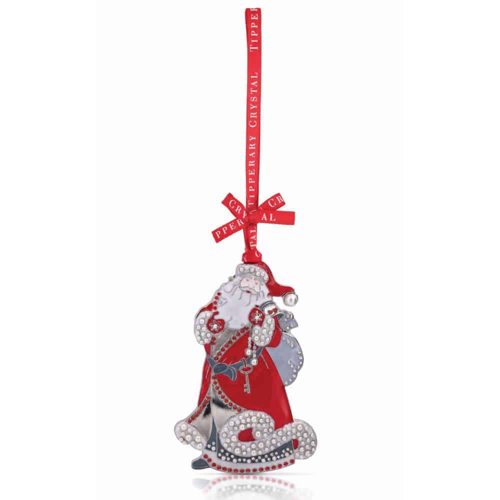 Tipperary Crystal Pearl Santa Christmas Decoration