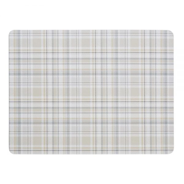 Checks Natural 6 Piece Placemat & Coaster Set