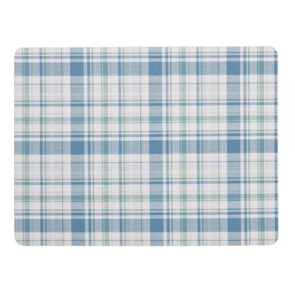 Checks Green Blue 6 Piece Placemat & Coaster Set