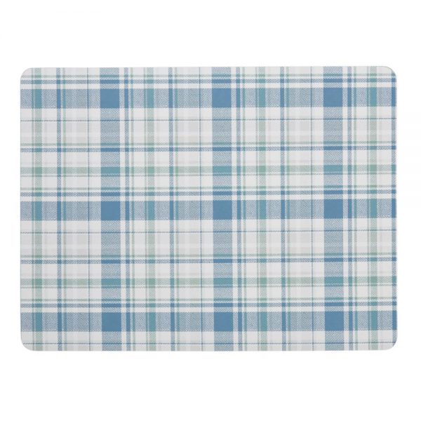 Checks Green Blue 6 Piece Placemat & Coaster Set