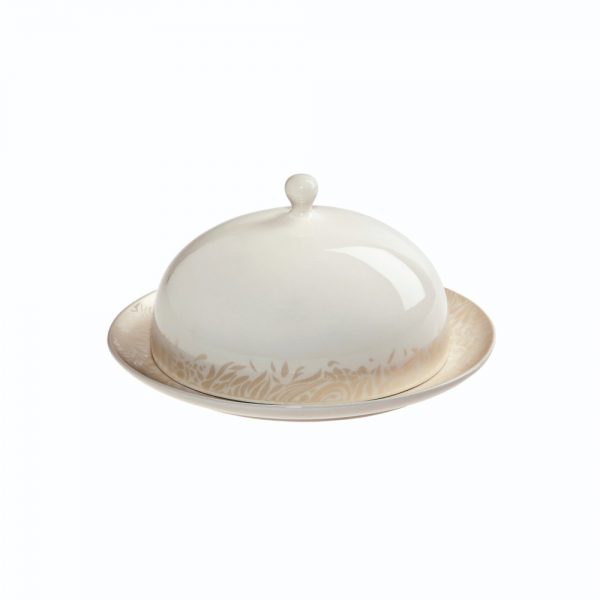 Denby Monsoon Lucille Gold Butter Dish 21 x 18cm