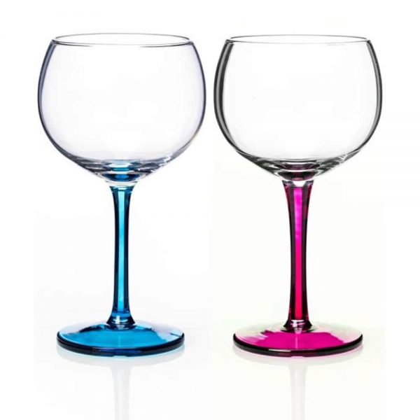 Gin Glass Pair Aqua and Pink