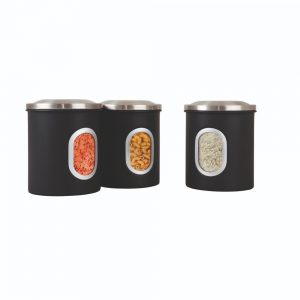 Denby Set Of 3 Storage Canisters Black