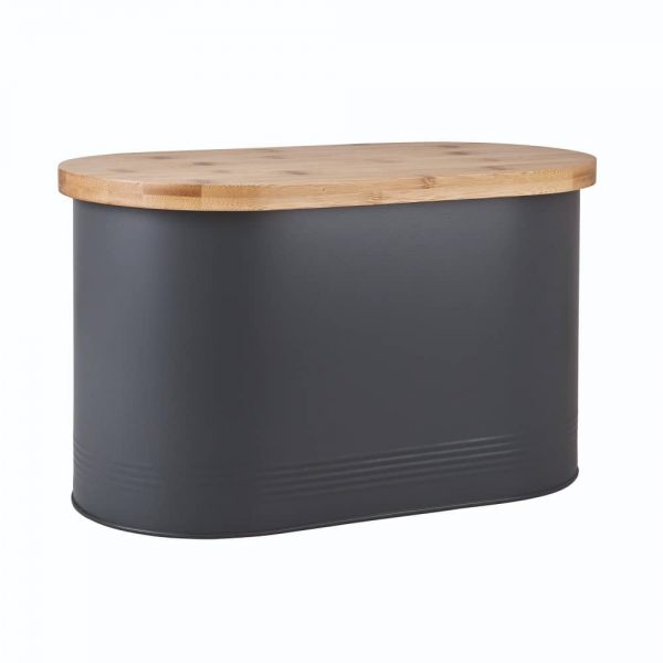 Denby Bread Bin With Bamboo Board Grey