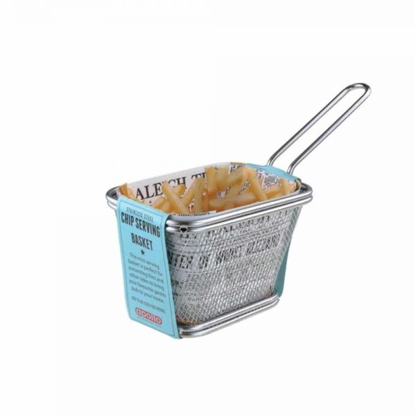 Stainless Steel Chip Serving Basket Rectangular