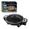 Electric Non-Stick Wok with Glass Lid 33x9cm Plate