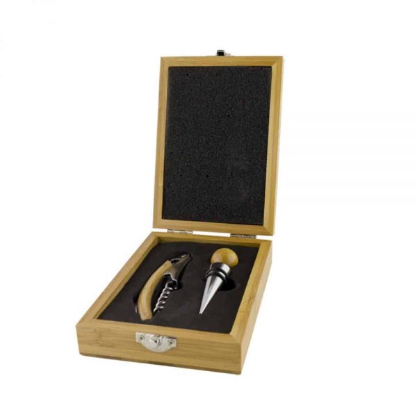 Grunwerg 2 Piece Wine Set with Wooden Bamboo Case