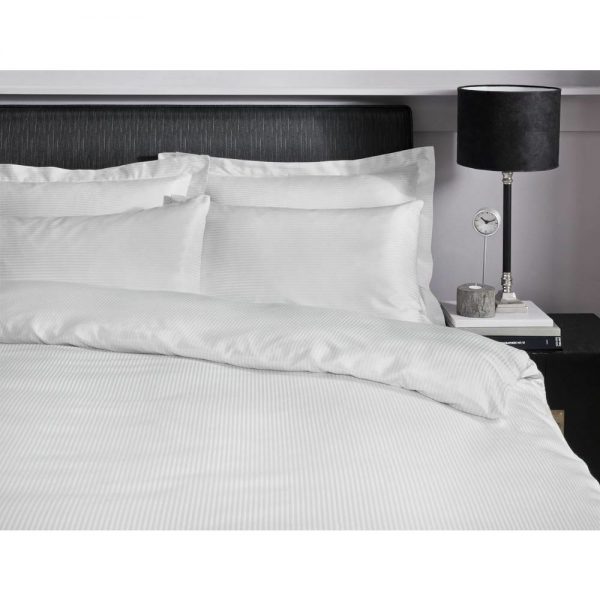 Satin Stripe 300 Thread Count White Duvet Set