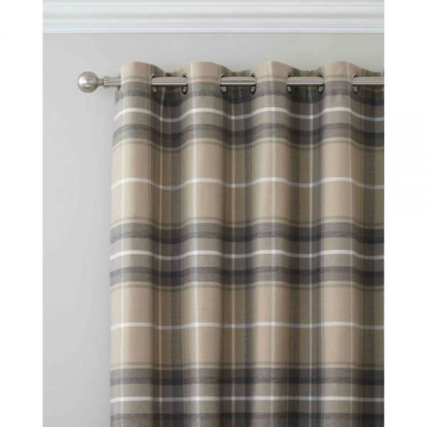 Heritage Check Grey Curtains 66 x 90