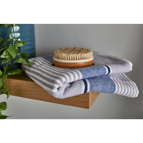 Bath Towel Textured Stripe Blue