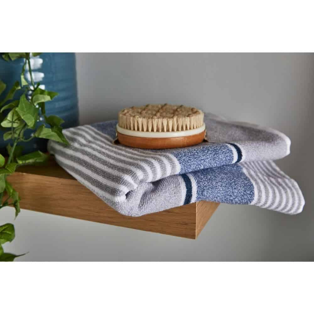 Bath Towel Textured Stripe Blue