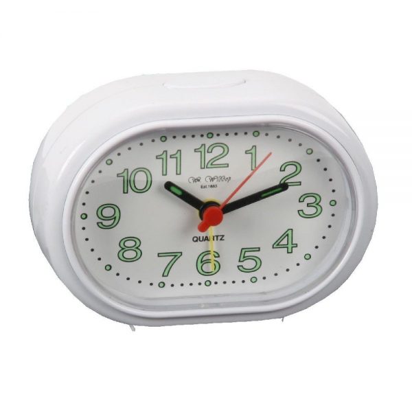 Oval Alarm Clock With Beep Function White