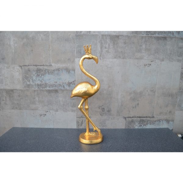 Large Resin Flamingo With Gold Crown Height 41cm
