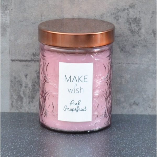 Pink Grapefruit 11cm Embossed Glass Wax Pot