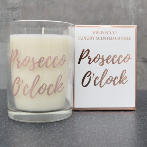 10.5cm Candle In Box Prosecco O Clock