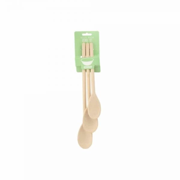 Beech Wood Spoon Set 25cm 30cm and 35cm