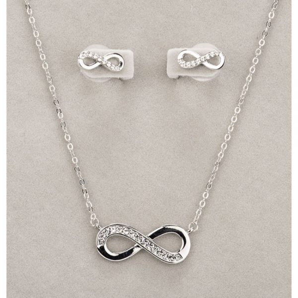 Newgrange Silver Infinity Necklace and Earring Set