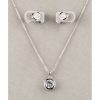 Silver Large White Stone Necklace and Earring Set