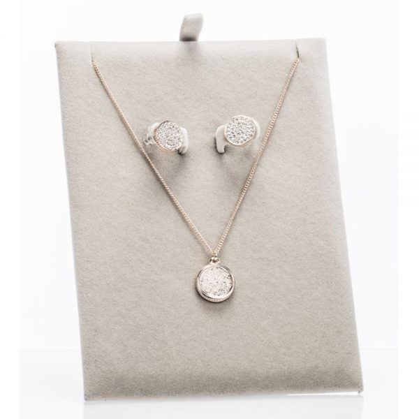 Rose Gold Round Diamante Necklace and Earring Set