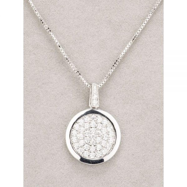 Newgrange Silver Diamante Round Pendant