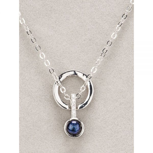 Newgrange Silver Diamante Blue Stone Necklace