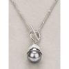 Newgrange Grey Pearl T Bar Necklace