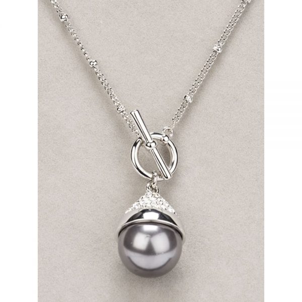 Newgrange Grey Pearl T Bar Necklace
