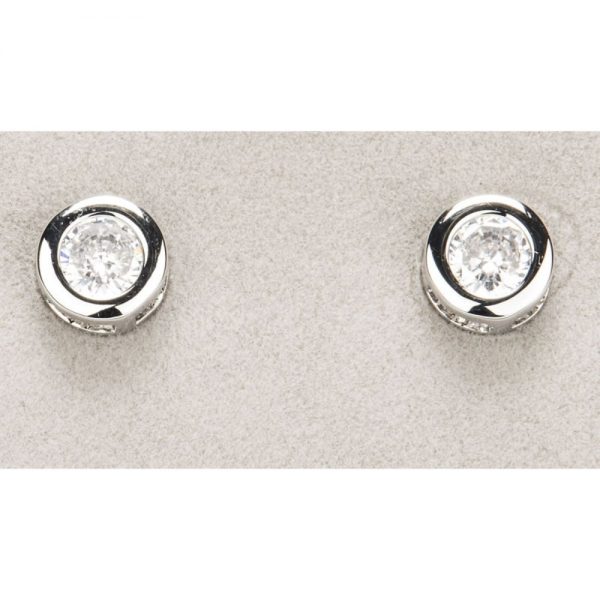 Newgrange Silver Small White Stone Earrings