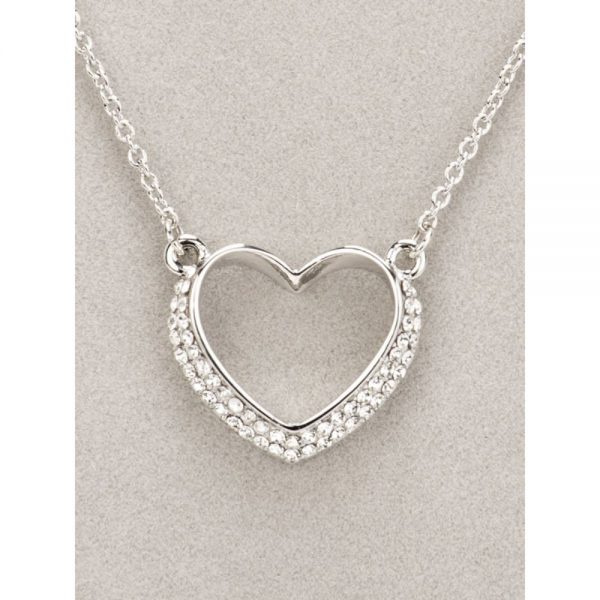 Newgrange Silver Diamante Heart Necklace