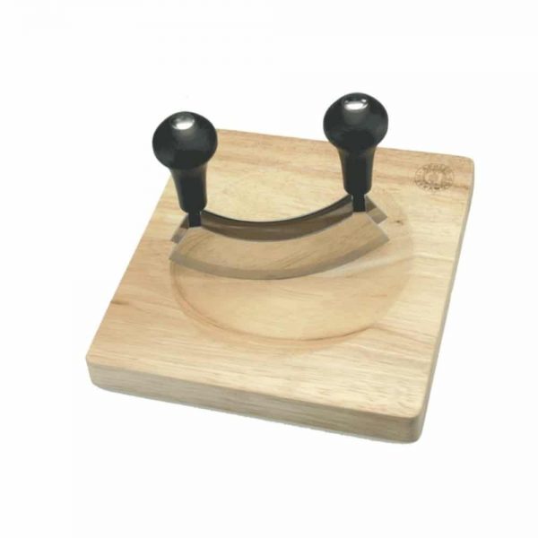 Hevea Wood Mezzaluna Set 20cm