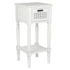 Elizabeth White Pine Wood Square Accent Table K/D