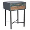 Black Metal & Multi Coloured Wood Side Table K/D