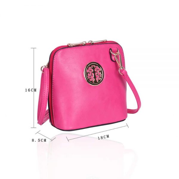 LYDC Circular Detail Mini Cross Body Bag In Fushia