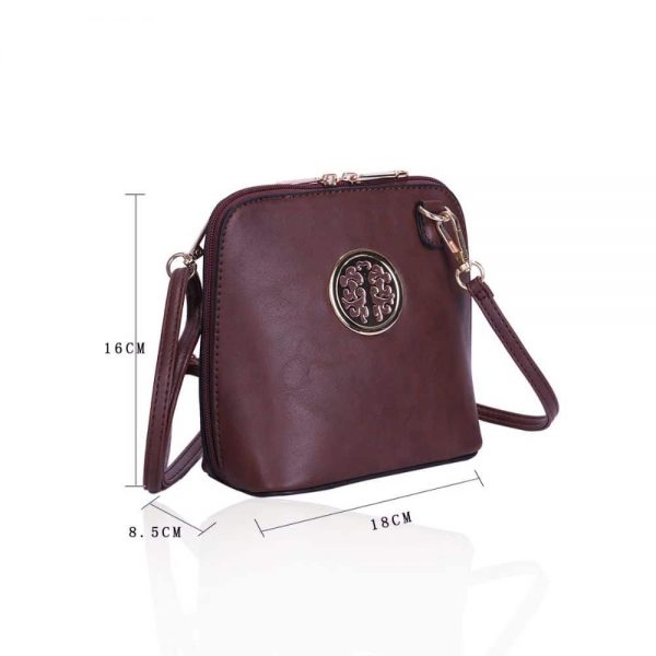 LYDC Circular Detail Mini Cross Body Bag In Wine