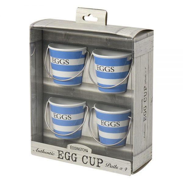 Blue and White Egg Cup Pails Set of 4