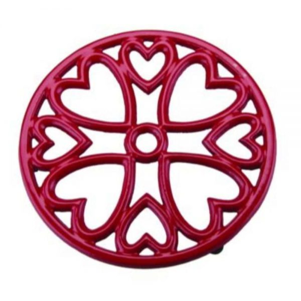 Small Red Round Trivet
