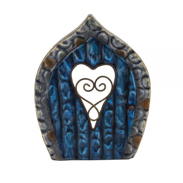 Fairy Door   Blue with Heart Window