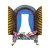 Fairy Kingdom Window Blue Curtains & Pink Flowers