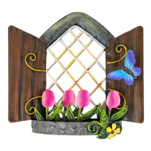 Fairy Window   Pink Tulips and Butterfly