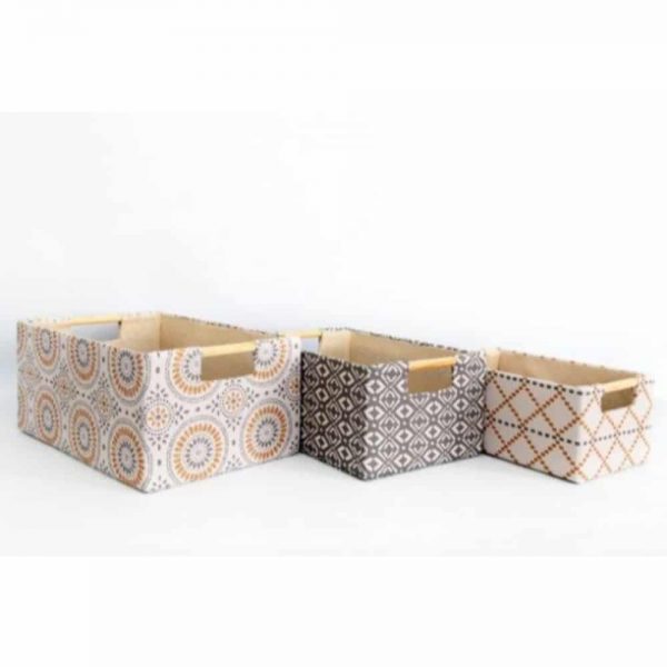 Grey Mustard Rectangular Basket Large 35x16x24cm