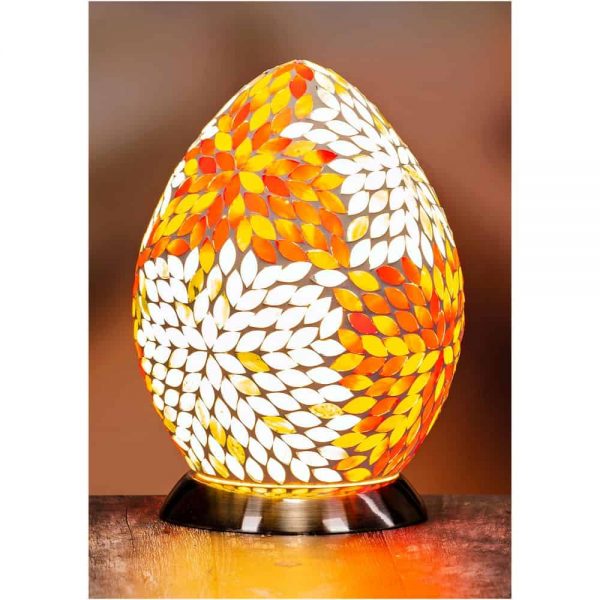 Amber and White Mosaic Egg Lamp