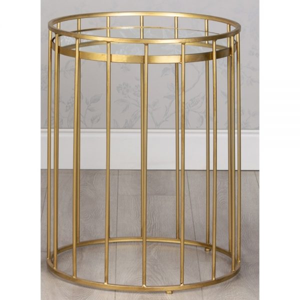 Large Cage Side Table with Mirror Round