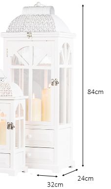 Chester Window Lantern W/Drawers White Lrg