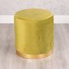 Smooth Velvet Gold Rimmed Stool Mustard