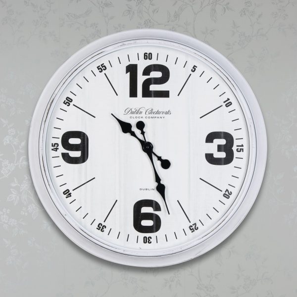 Retro Oversized Wall Clock 76cm Antique White