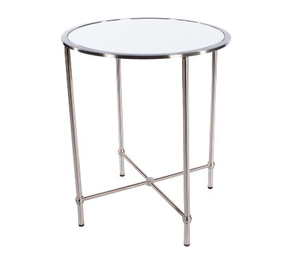 Grace Mirror Top Accent Table Brushed Chrome