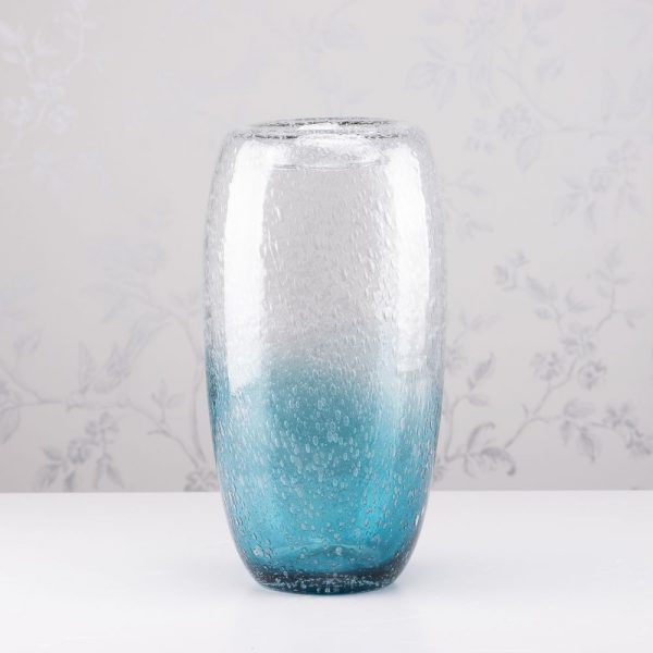 Bubbles Glass Vase Aqua Blue Height 34cm