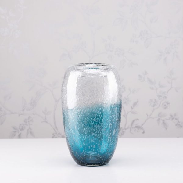 Bubbles Glass Vase Aqua Blue Height 27cm
